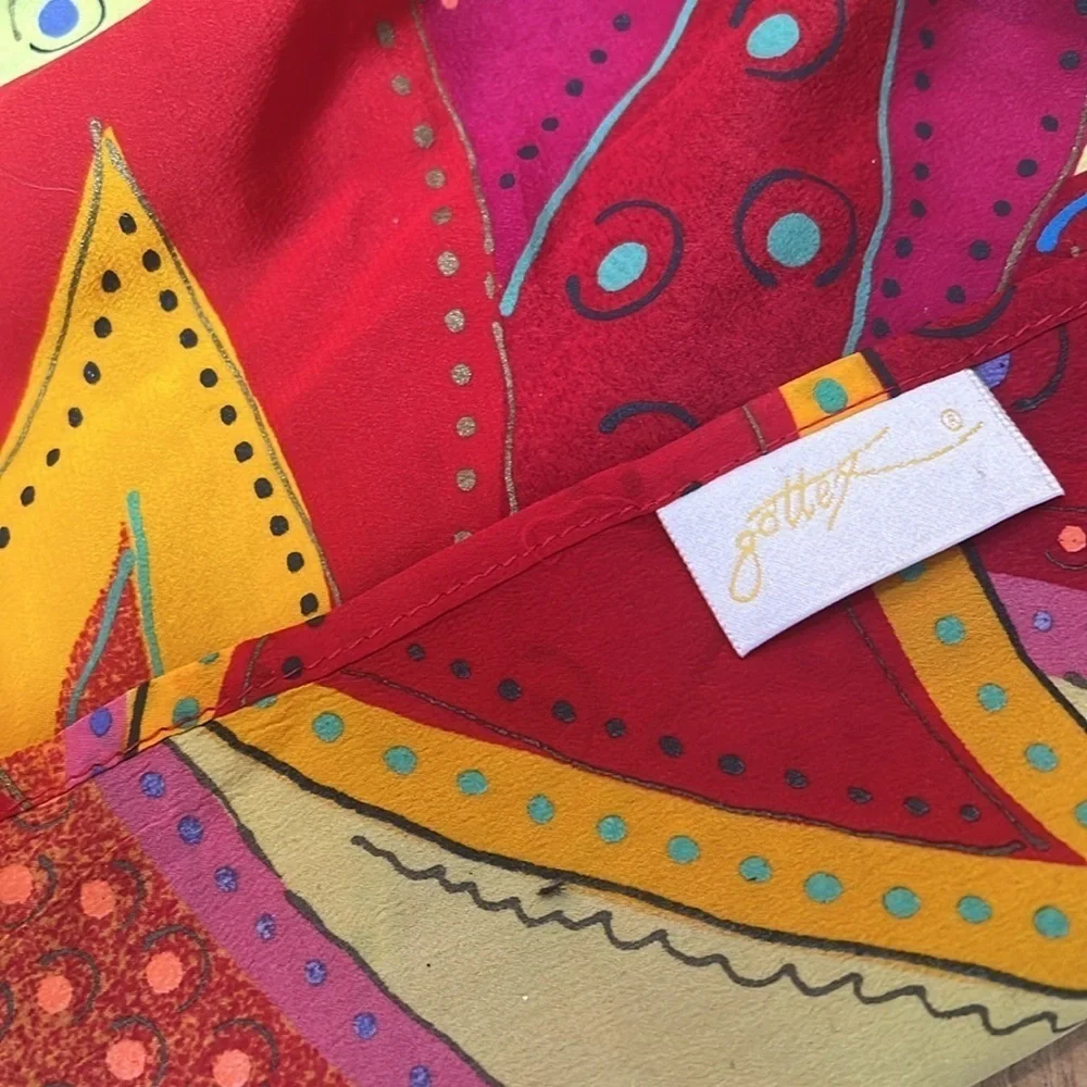 Gottex 57” Square Extra Large 100% Silk Wrap Scarf Swim Wrap